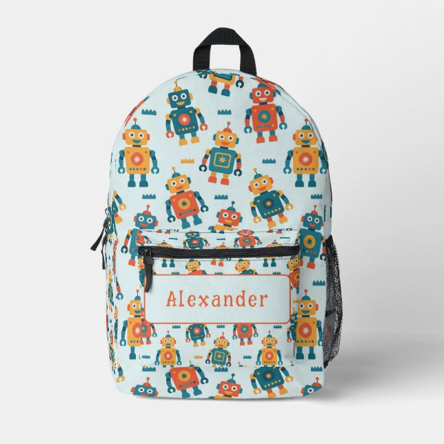 Mochila Impresa Cute Customizable Robot Print (Anverso)