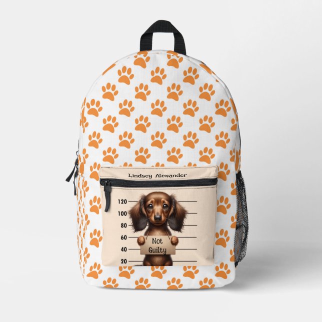 Mochila Impresa Cute Dachshund, no culpable (Anverso)