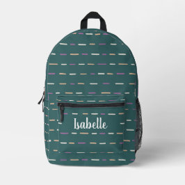 Mochila Impresa Cute Dark Green Stripes Monograma Nombre