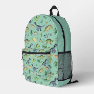 Mochila Impresa Cute Dinosaurios Green Watercolor Kids Pattern