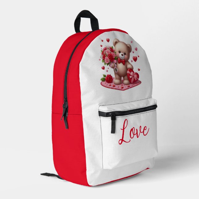 Mochila Impresa Cute El día de San Valentín Teddy Bear (Esquina izquierda trasera)