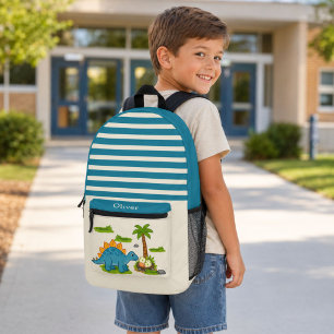 Mochila Impresa Cute Estegosaurio Personalizado Dinosaurio Escuela
