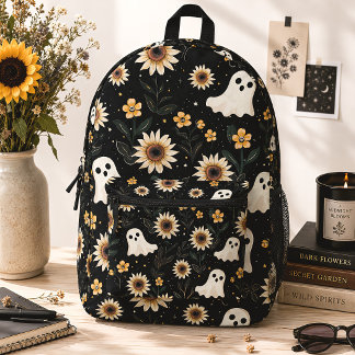 Mochila Impresa Cute Ghosts & Sunflowers Spooky Summer