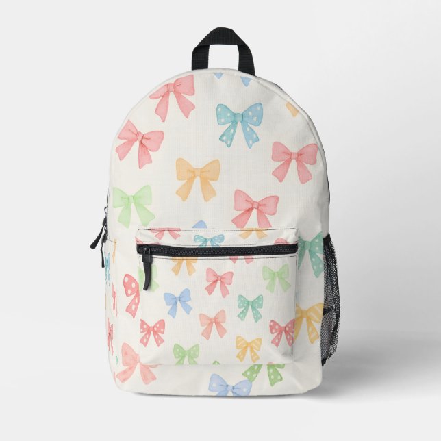 Mochila Impresa Cute Girly Pastel Coquette Bow Pattern (Anverso)