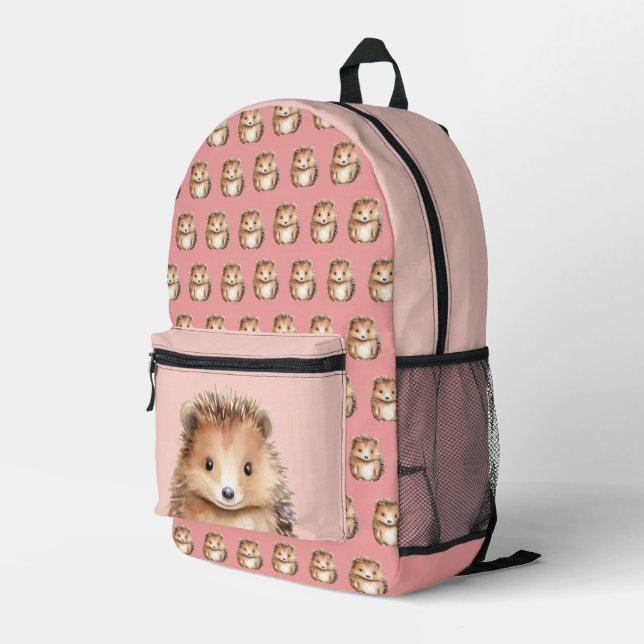 Mochila Impresa Cute Hedgehog Pink (Esquina derecha trasera )