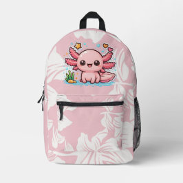 Mochila Impresa Cute Kawaii Axolotl Pink Aesthetic School Backpack