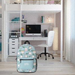 Mochila Impresa Cute kawaii kitty patrón azul azulado