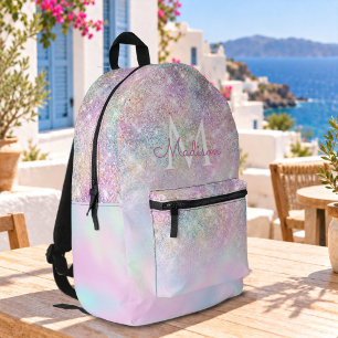 Mochila Impresa Cute monocroma de unicornio iridiscente con brillo