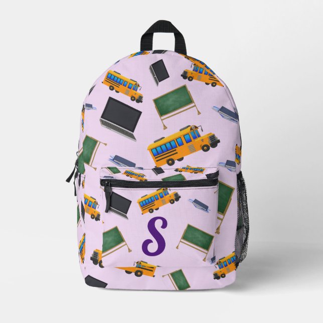 Mochila Impresa Cute Monogramed School Tema (Anverso)