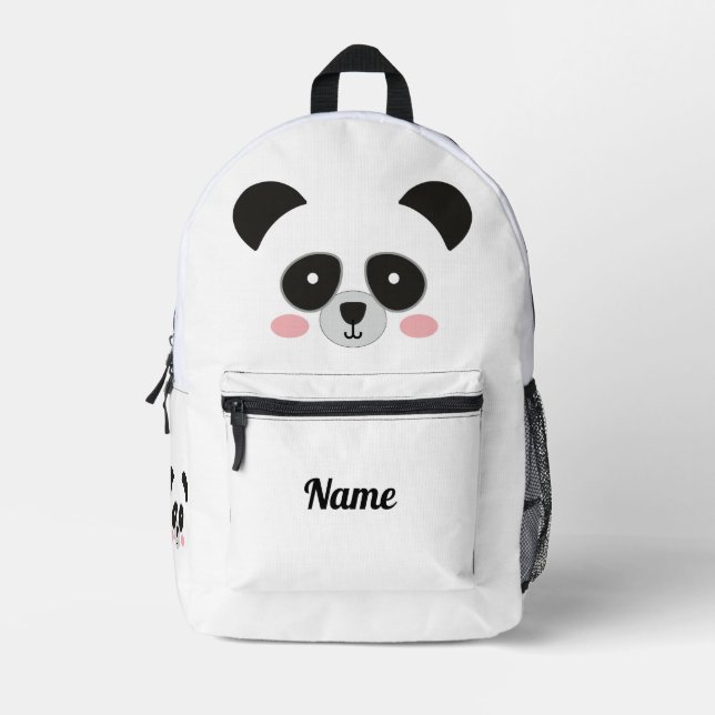 Mochila Impresa Cute Panda Face Personalized – Custom Name (Anverso)
