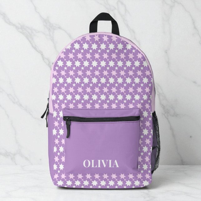 Mochila Impresa Cute Personalized Girls Purple Pink Stars Kids (Cute Personalized Girls Purple Pink Stars Kids Printed Backpack)