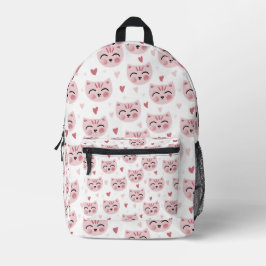 Mochila Impresa Cute Pink Kittens and Hearts Pattern for Kids