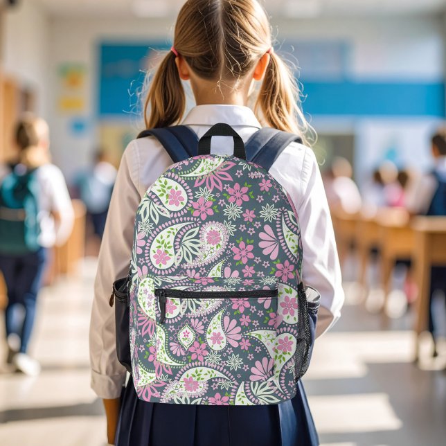 Mochila Impresa Cute Pink Paisley Pattern School (Pink paisley pattern cute background.)