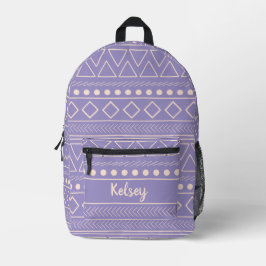 Mochila Impresa Cute Purple Mudcloth Monograma Nombre