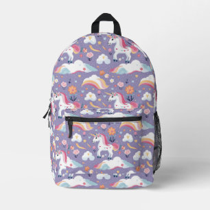 Mochila Impresa Cute Purple Unicorn