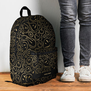 Mochila Impresa Cute sonrisa cara graciosos niños adolescentes oro
