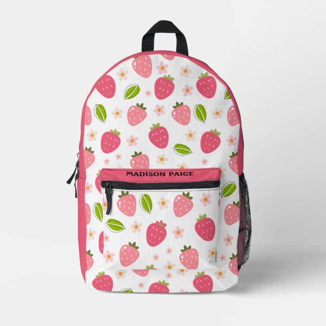 Mochila Impresa Cute Strawberry Pink Travel  (Anverso)