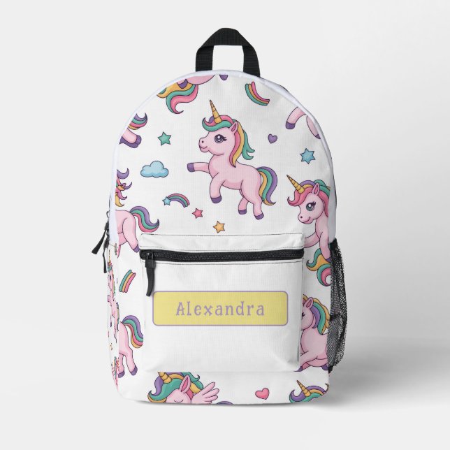 Mochila Impresa Cute Unicornio Arcoíris (Anverso)