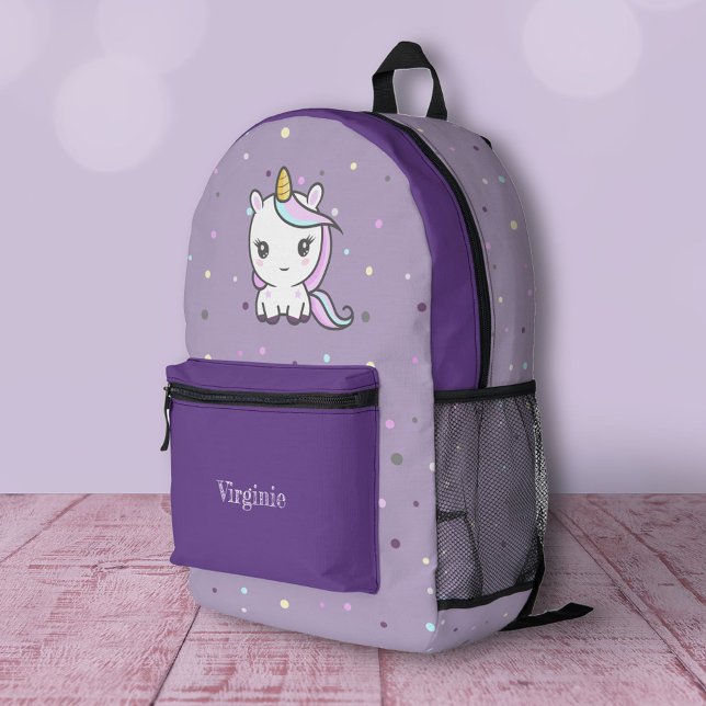 Mochila Impresa Cute Unicornio Púrpura (Cute Unicorn Purple Backpack)