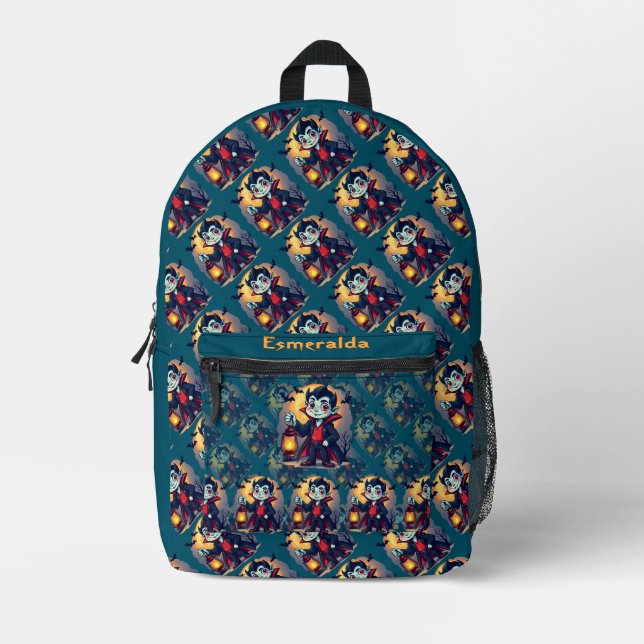 Mochila Impresa Cute Vampire with Lantern Kawaii Halloween (Anverso)
