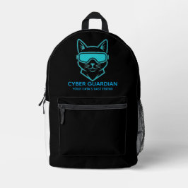 Mochila Impresa Cyber Guardian Neon Cat - Tecnología Profesional y