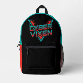 Mochila Impresa Cyber Vixen - Gamer Girl - Red Teal Gaming Graphic