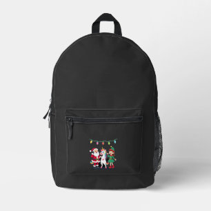 Mochila Impresa Dabbing Santa Elfo Unicornio Navidad Niños Chicos