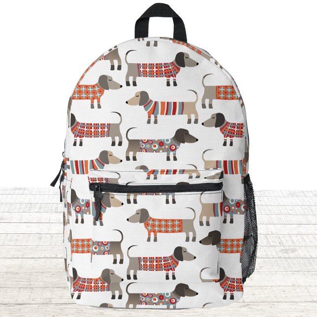 Mochila Impresa Dachshund Wiener Sausage Dog (Fun Dachshund Wiener Sausage dog pattern backpack for school, work, leisure or travel)