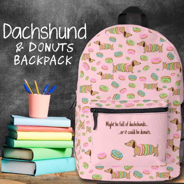 Mochila Impresa Dachshund y donuts dulces para perros vieneses (Dachshunds & Donuts backpack bag)