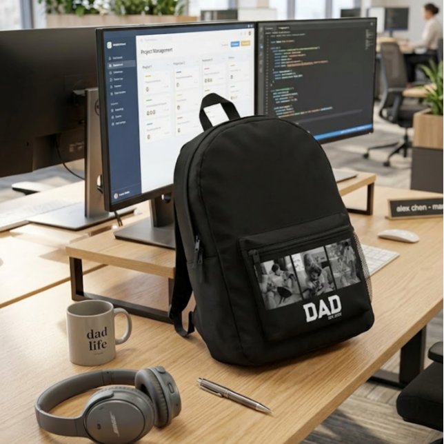 Mochila Impresa Dad Est 3 Photo Black & White Year Father's Day  (Subido por el creador)