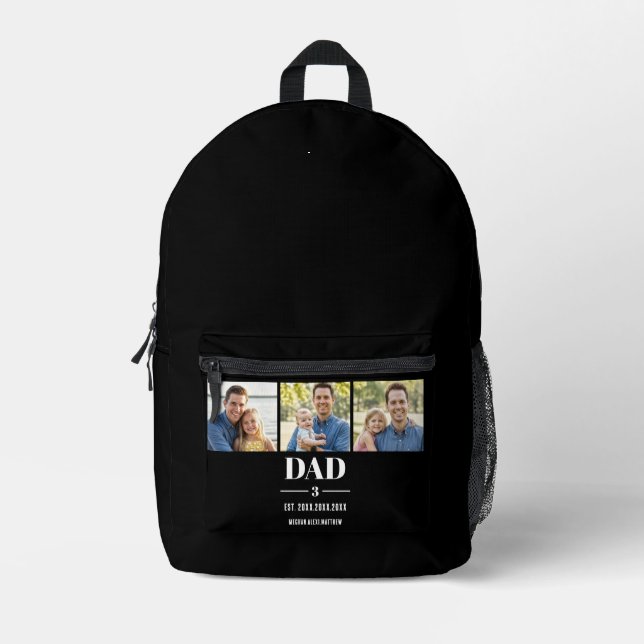 Mochila Impresa Dad Est. Year Name Number Modern Font 3 Photo  (Anverso)