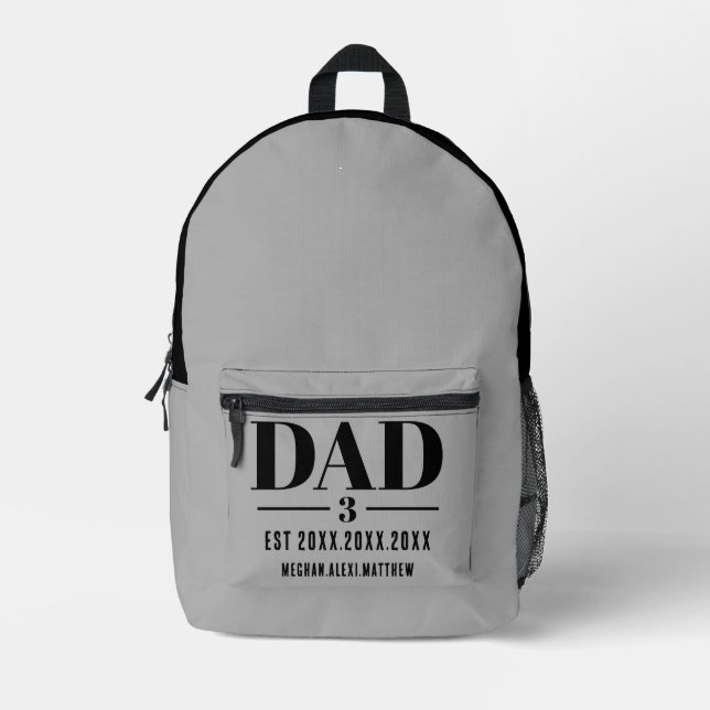 Mochila Impresa Dad Established Year Names Bold Font (Anverso)