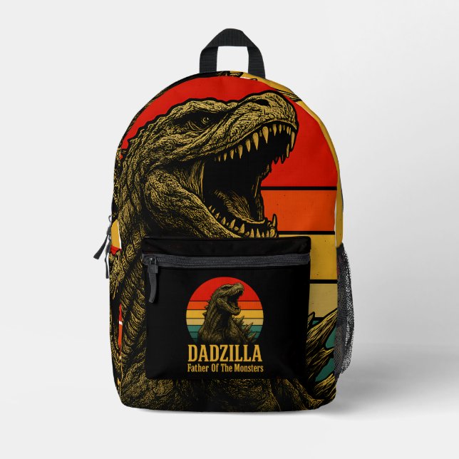 Mochila Impresa Dadzilla Padre De Los Monstruos Día Del Padre (Anverso)