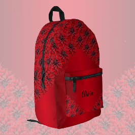 Mochila Impresa Dahlias rojas de sangre con estilo gótico, persona