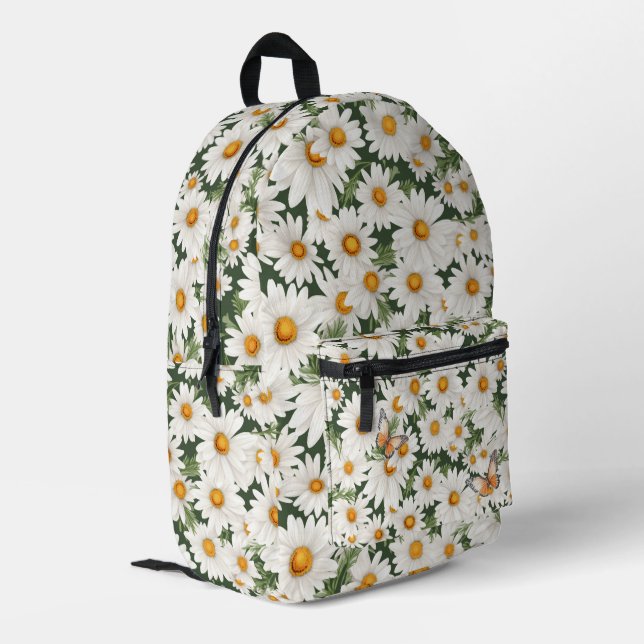 Mochila Impresa Daisies acuarelas y mariposas (Esquina izquierda trasera)