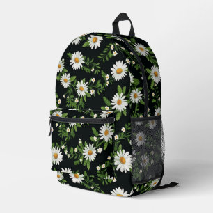 Mochila Impresa Daisies De Acuarela Sobre Negro