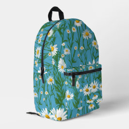 Mochila Impresa Daisies De Verano Blanco En Aqua