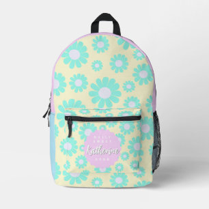 Mochila Impresa Daisy Bebé Pastel Azul Verde Rosa