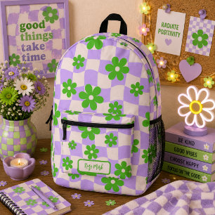 Mochila Impresa Daisy Floral de Cuadros Groovy Púrpura