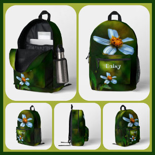 Mochila Impresa Daisy Flower Fotografía Floral Verde