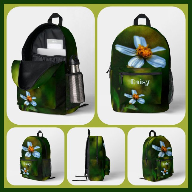 Mochila Impresa Daisy Flower Fotografía Floral Verde (Subido por el creador)
