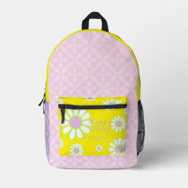 Mochila Impresa Daisy simple amarillo morado rosado