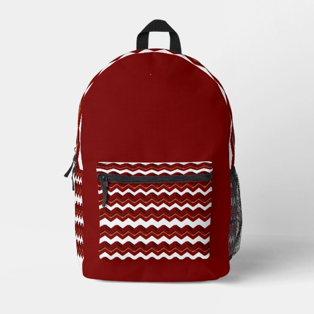 Mochila Impresa Dark Red Chevron Backpack – Stylish & Chic (Anverso)
