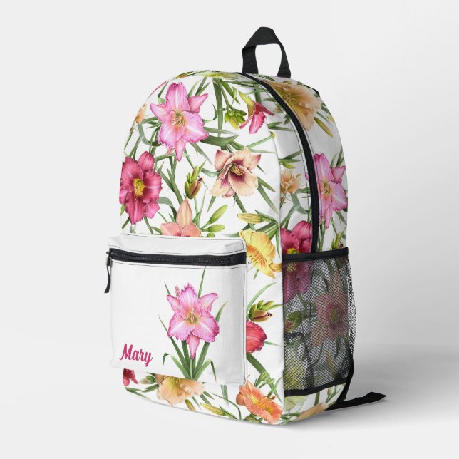 Mochila Impresa Daylilies Arte Botánico Floral Personalizado (Esquina derecha trasera )
