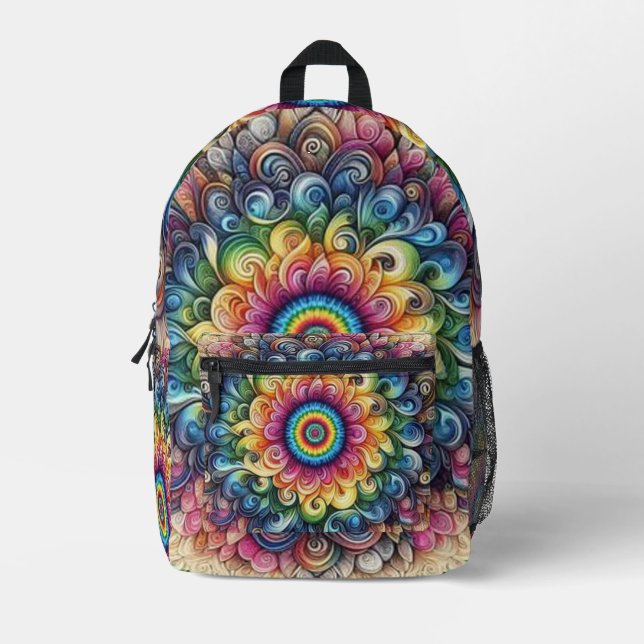 Mochila impresa de color arcoiris adorable (Anverso)