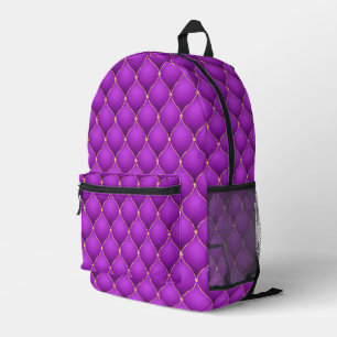 Mochila impresa de diamantes de oro violeta de col