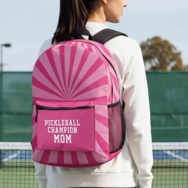 Mochila impresa de la campeona rosa de pelota de b (Pickleball Champion Mom? Here's your backpack!)