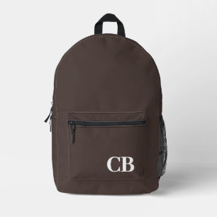 Mochila impresa de Monograma marrón de color trenz