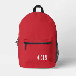 Mochila impresa de Monograma Rojo vibrante de colo