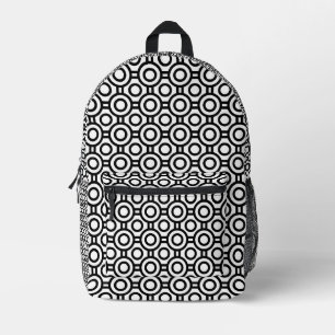 Mochila impresa de puntos de polka blanco y negro 